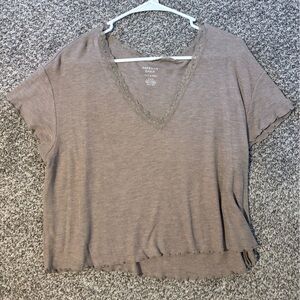 American Eagle Outfitters Taupe Short Sleeve Top